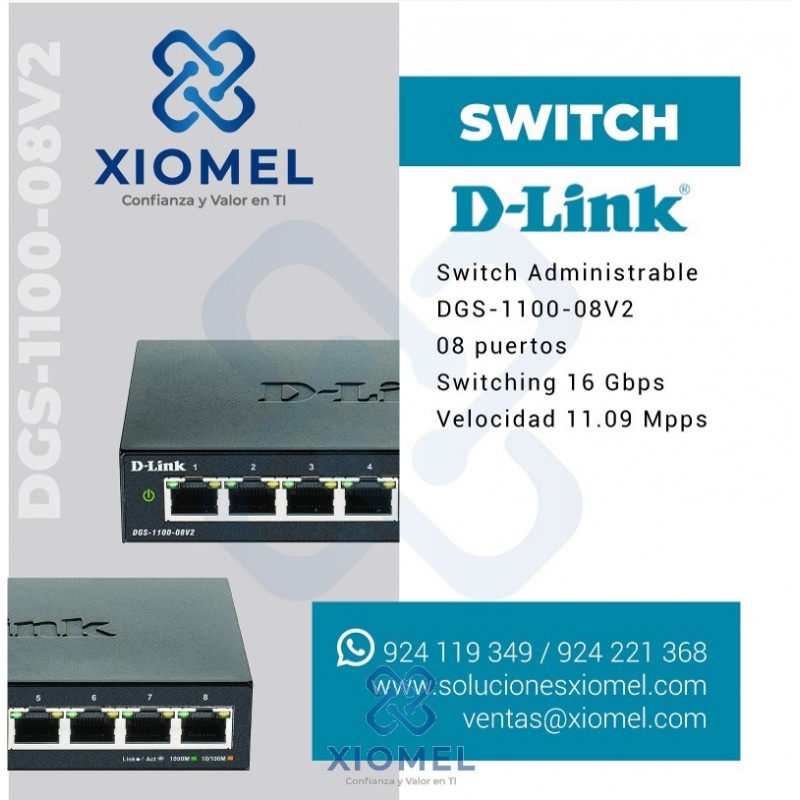 Switch D-link de 8 puertos - Coversa Switch D-link de 8 puertos