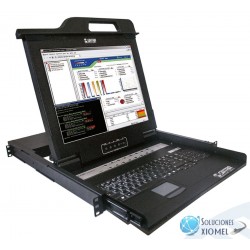 Consola KVM Satra LCD 17", con Teclado y TouchPad 08 Puertos usb/ps2 Rackeable 1U ( 1501011708 )